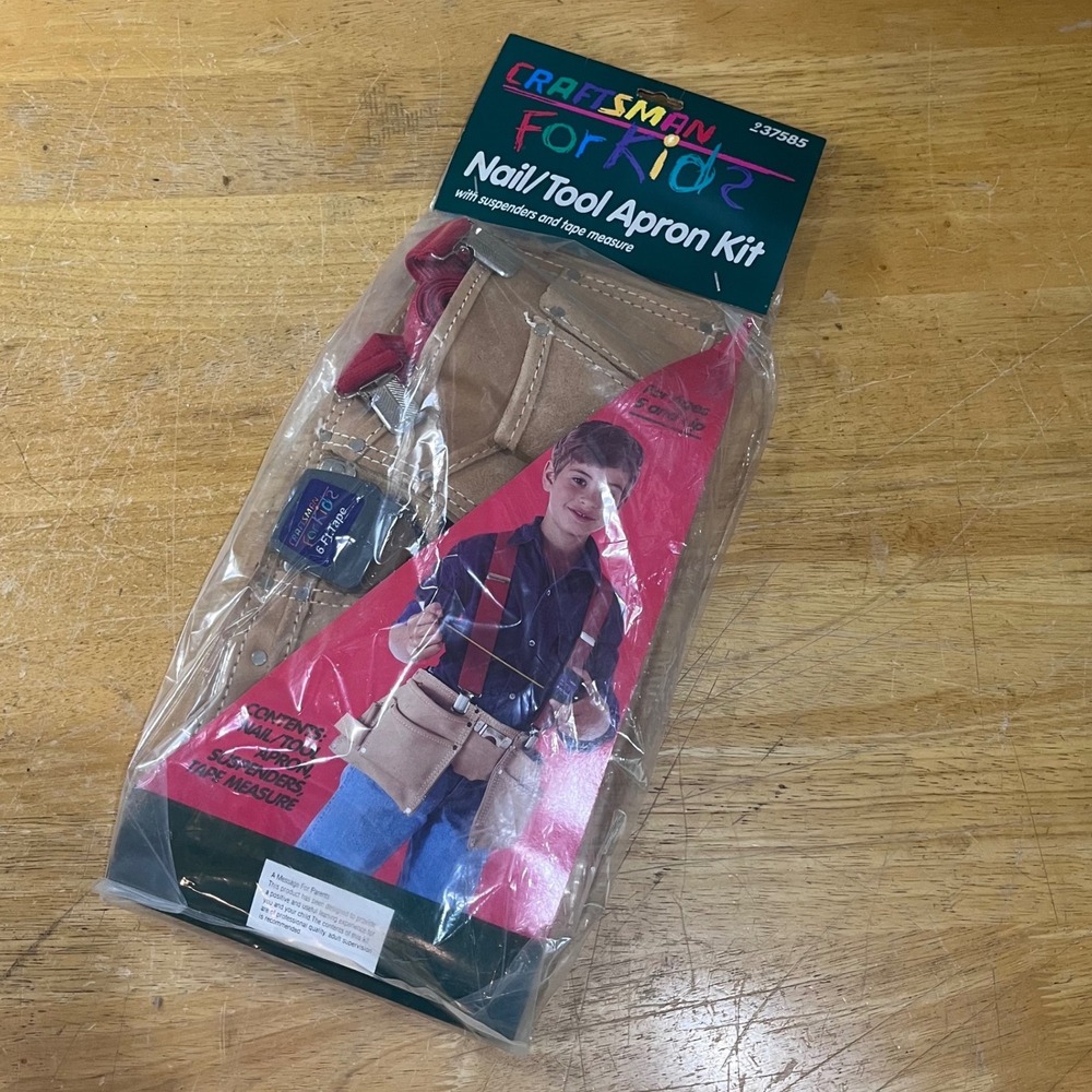 Vtg Craftsman For Kids Nail Tool Apron Kit Suspenders Tape Measure‎ 237585 NIP